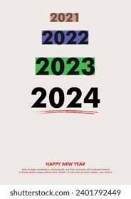 minimalistic simple 2024 happy new year poster