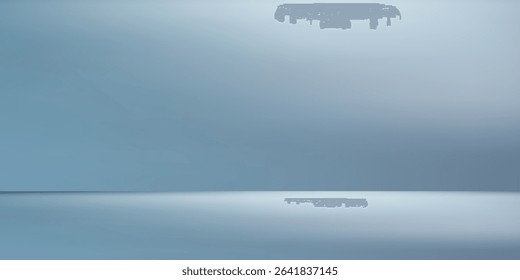 Minimalistic simple abstract light blue background for product presentation. Shadow and light from windows on wall.