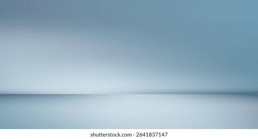 Minimalistic simple abstract light blue background for product presentation. Shadow and light from windows on wall.