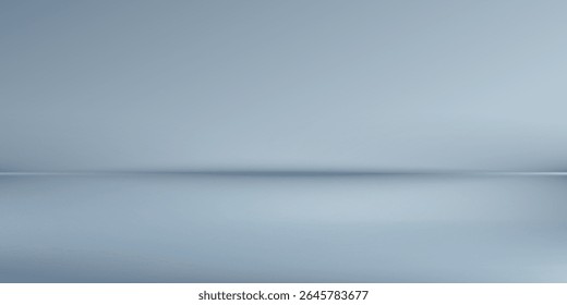 Minimalistic simple abstract light blue background for product presentation. Shadow and light from windows on wall.