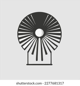 Minimalistic simple fan vector. Minimalist fan icon illustration on gray background.