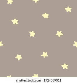 Minimalistic simple pattern with yellow stars  on the grey background. For textiles, wallpapers, designer paper, etc