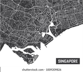 Minimalistic Singapore City Map Poster Design.