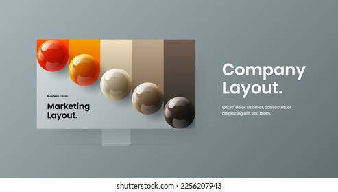 Minimalistic site design vector concept. Clean monitor mockup banner layout.