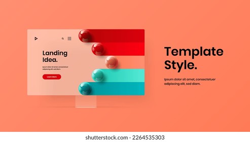 Minimalistic site design vector layout. Modern computer monitor mockup web project template.