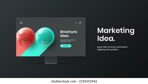 Minimalistic site screen design vector layout. Unique display mockup web banner illustration.