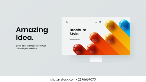 Minimalistic site screen design vector concept. Creative desktop mockup web banner layout.