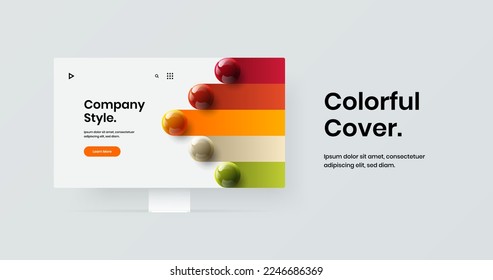 Minimalistic site screen design vector illustration. Premium computer display mockup landing page concept.