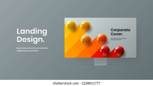 Minimalistic site vector design template. Creative computer monitor mockup landing page layout.