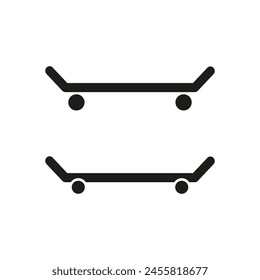 Minimalistic skateboard icons. Urban sport equipment silhouettes. Vector illustration. EPS 10.