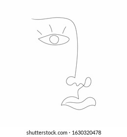 Minimalistic sketch of human face. Abstract portrait. Modern vector illustration.