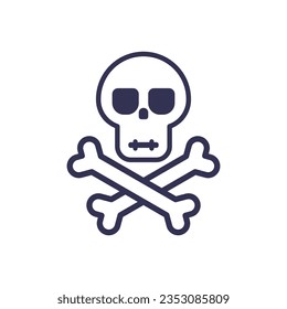 Minimalistic skull icon with bones. Minimalistic skull for Halloween.