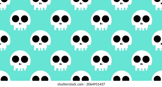 Minimalistic skull on a blue background, seamless pattern. Vector illustration. Halloween concept.