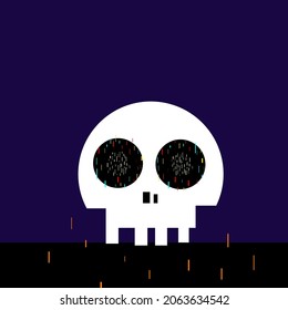 Minimalistic skull on a dark background. Vector illustration Halloween concept. Card template.