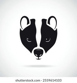 Minimalistic Skunk face designed with symmetry in black and white tones.