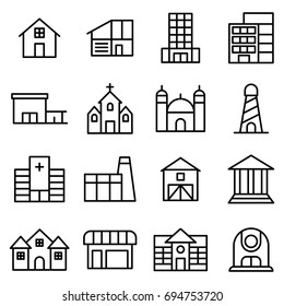 Minimalistic Slim Line Building & Landmarks Vector Icons