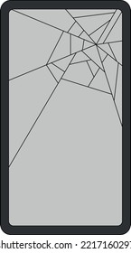 Minimalistic Smartphone Broken Screen Icon. Broken Phone, Illustration