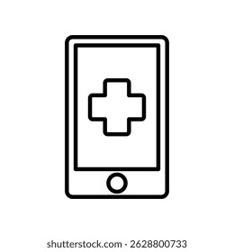 Minimalistic Smartphone Icon with Medical Cross Design, Perfect for Illustrating Telemedicine