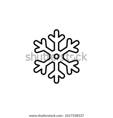 Minimalistic Snowflake Icon on White Background, Winter Season Concept