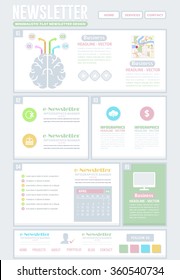 Minimalistic Soft Style Vector Template e-Newsletter Flat Design