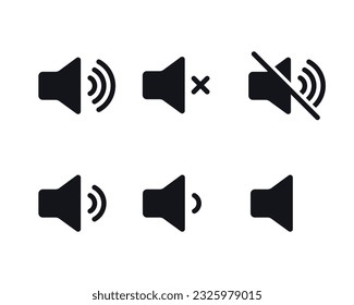 Minimalistic sound mode vector icon set. Volume level, no sound icons.