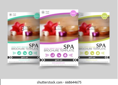 Minimalistic spa and healthcare design brochure. Modern template for brochure, poster, flyer, gift voucher and web
