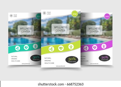 Minimalistic spa and healthcare design brochure. Modern template for brochure, poster, flyer, gift voucher and web