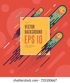 Minimalistic space comets colorful geometric background. Vector design for your art, covers, postcards, flyers, posters, banner. Eps10 vector illustration