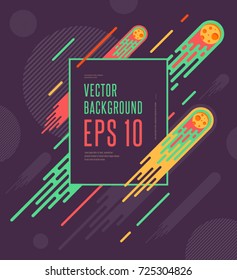 Minimalistic space comets colorful geometric background. Vector design for your art, covers, postcards, flyers, posters, banner. Eps10 vector illustration