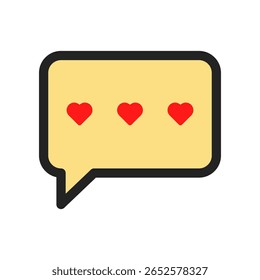 Minimalistic Speech Bubble With Three Heart Symbols to Represent Love and Communication