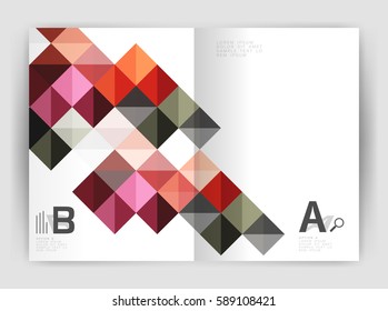 Minimalistic square brochure or leaflet business template, abstract background
