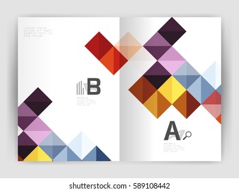 Minimalistic square brochure or leaflet business template, abstract background
