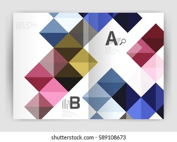 Minimalistic square brochure or leaflet business template, abstract background