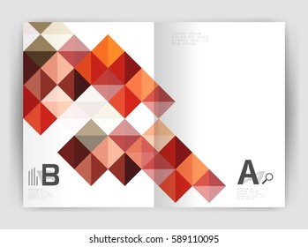 Minimalistic square brochure or leaflet business template, abstract background