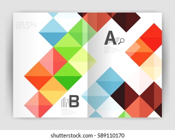 Minimalistic square brochure or leaflet business template, abstract background