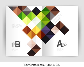 Minimalistic square brochure or leaflet business template, abstract background