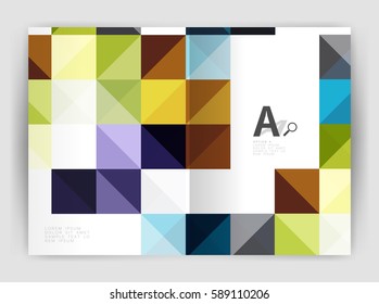 Minimalistic square brochure or leaflet business template, abstract background