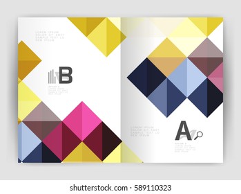 Minimalistic square brochure or leaflet business template, abstract background