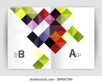 Minimalistic square brochure or leaflet business template, abstract background