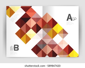 Minimalistic square brochure or leaflet business template, abstract background