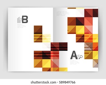 Minimalistic square brochure or leaflet business template, abstract background