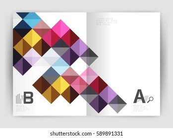 Minimalistic square brochure or leaflet business template, abstract background