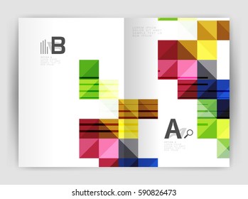 Minimalistic square brochure or leaflet business template, abstract background