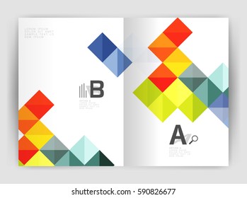 Minimalistic square brochure or leaflet business template, abstract background