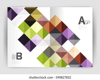 Minimalistic square brochure or leaflet business template, abstract background