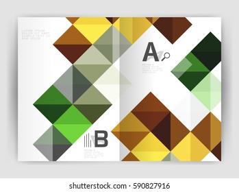 Minimalistic square brochure or leaflet business template, abstract background