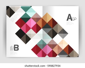 Minimalistic square brochure or leaflet business template, abstract background