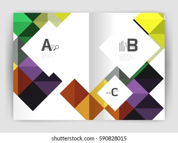 Minimalistic square brochure or leaflet business template, abstract background