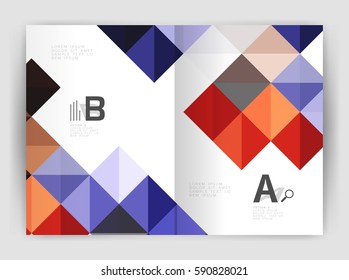 Minimalistic square brochure or leaflet business template, abstract background