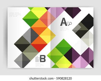 Minimalistic square brochure or leaflet business template, abstract background